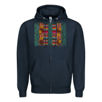 Navy sunflower serape brush stroke Zipper Hoodie - Artiststas