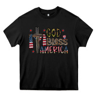 Black god bless america Heavy Core Tee - CowhideDigitalArt