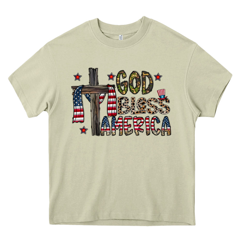 God Bless America Heavy Core Tee by CowhideDigitalArt | Teevron