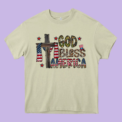 God Bless America Heavy Core Tee Designed By Cowhidedigitalart