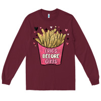 Burgundy fries before guys Long Sleeve Tee - MaliasSmallBusiness
