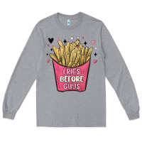 Heather Grey fries before guys Long Sleeve Tee - MaliasSmallBusiness