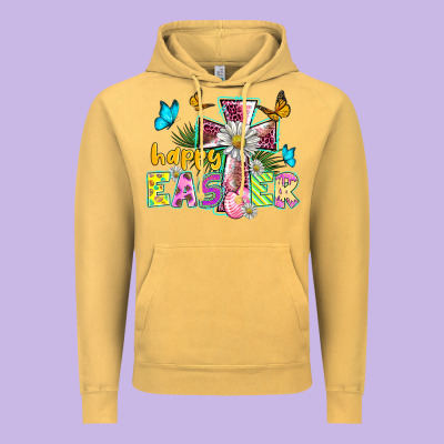 Happy Easter Cross Vintage Hoodie Designed By Barkaloodesign