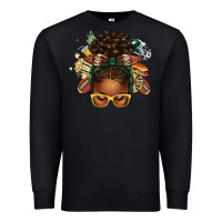 Black american football afro messy bun Premium Sweatshirt - texasbilliewilder