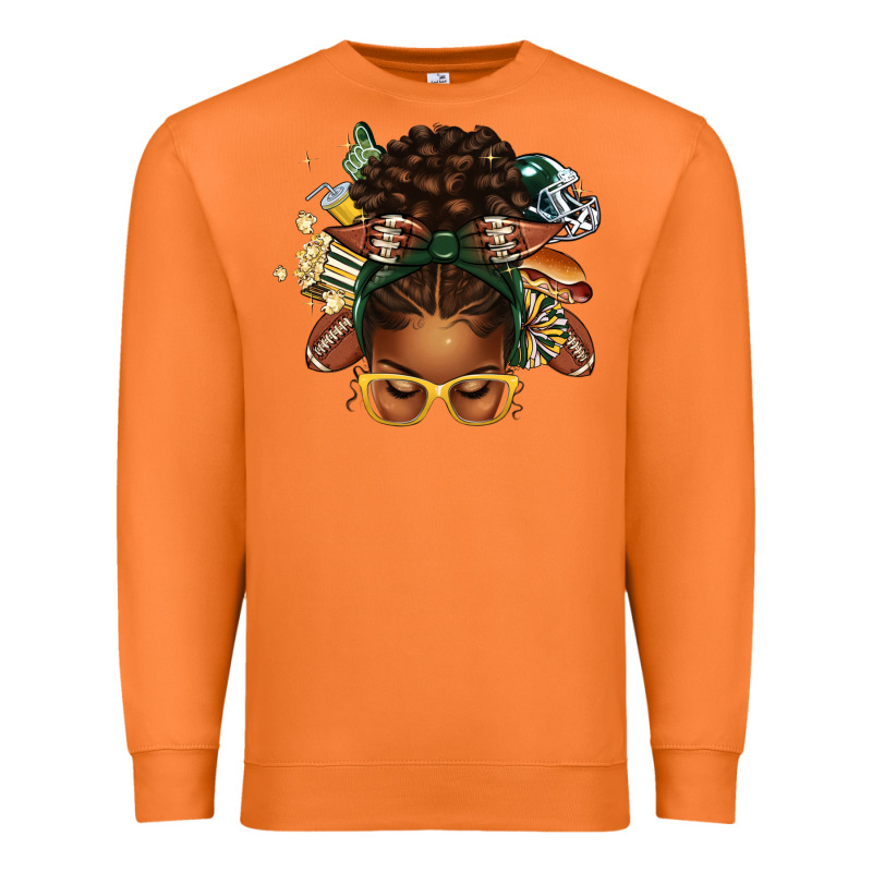 American Football Afro Messy Bun Premium Sweatshirt by texasbilliewilder | Teevron