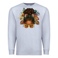 Heather Grey american football afro messy bun Premium Sweatshirt - texasbilliewilder