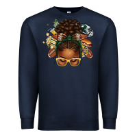 Navy american football afro messy bun Premium Sweatshirt - texasbilliewilder