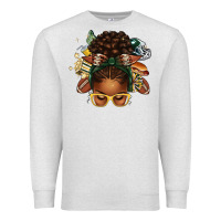 Oatmeal Heather american football afro messy bun Premium Sweatshirt - texasbilliewilder