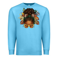 Ocean Blue american football afro messy bun Premium Sweatshirt - texasbilliewilder