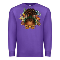 Purple american football afro messy bun Premium Sweatshirt - texasbilliewilder