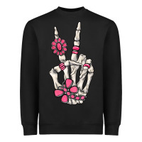 Black pink gemstone peace skeleton hand Heavyweight Sweatshirt - MaliasSmallBusiness