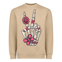 Mushroom pink gemstone peace skeleton hand Heavyweight Sweatshirt - MaliasSmallBusiness