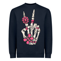 Navy pink gemstone peace skeleton hand Heavyweight Sweatshirt - MaliasSmallBusiness