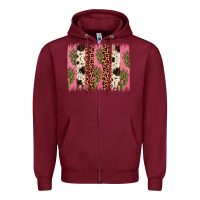 Burgundy cactus leopard cowhide brush stroke Zipper Hoodie - Artiststas