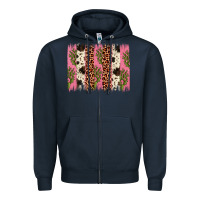 Navy cactus leopard cowhide brush stroke Zipper Hoodie - Artiststas