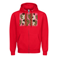 Red cactus leopard cowhide brush stroke Zipper Hoodie - Artiststas