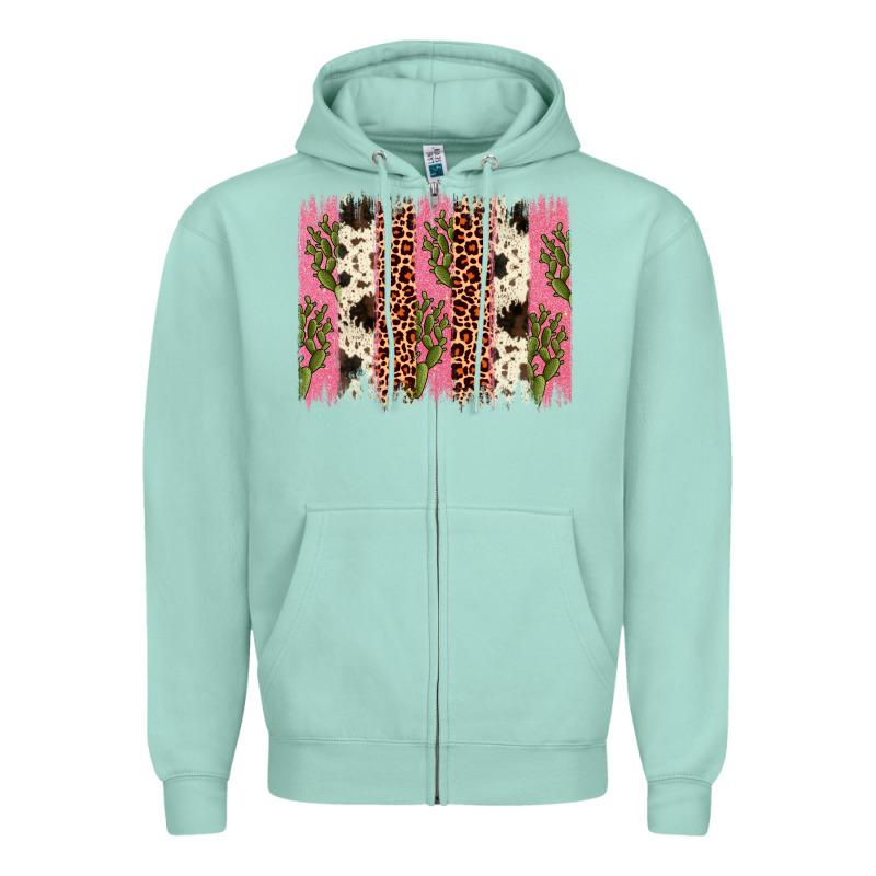 Cactus Leopard Cowhide Brush Stroke Zipper Hoodie by Artiststas | Teevron