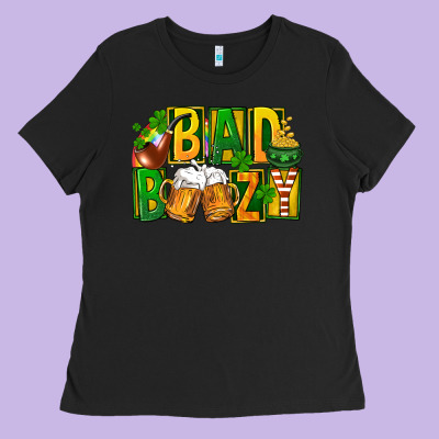 Bad Boozy St Patricks Ladies Tee Designed By Fadigitalartstudio