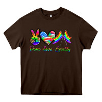 Chocolate Brown peace love equality Heavy Core Tee - HRA Design Shop