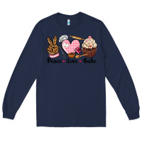 Navy peace love bake Long Sleeve Tee - NancyCooperArtShop
