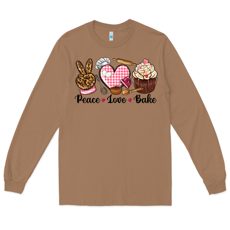 Peace Love Bake Long Sleeve Tee by NancyCooperArtShop | Teevron