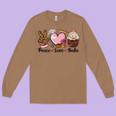 Peace Love Bake Long Sleeve Tee Designed By Nancycooperartshop
