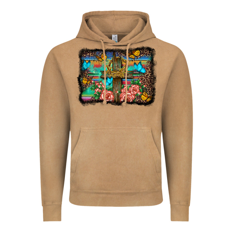 Wooden Cross Background Vintage Hoodie by BarkalooDesign | Teevron