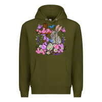 Army Green Easter eggs and Bunny with Cross Easter Day Premium Hoodie - HowdyJamesFarm