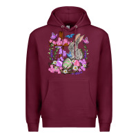 Burgundy Easter eggs and Bunny with Cross Easter Day Premium Hoodie - HowdyJamesFarm