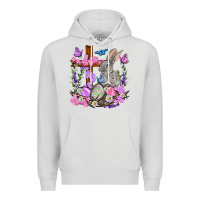 Dove Grey Easter eggs and Bunny with Cross Easter Day Premium Hoodie - HowdyJamesFarm
