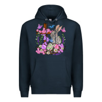 Navy Easter eggs and Bunny with Cross Easter Day Premium Hoodie - HowdyJamesFarm