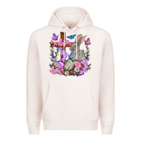 Pale Pink Easter eggs and Bunny with Cross Easter Day Premium Hoodie - HowdyJamesFarm