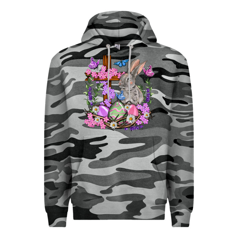 Easter Eggs And Bunny With Cross Easter Day Premium Hoodie by HowdyJamesFarm | Teevron