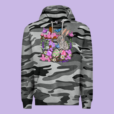 Easter Eggs And Bunny With Cross Easter Day Premium Hoodie Designed By Howdyjamesfarm