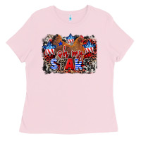 Bubblegum Pink Oh my stars chicken 4th of july Ladies Tee - CowGirlArtShop