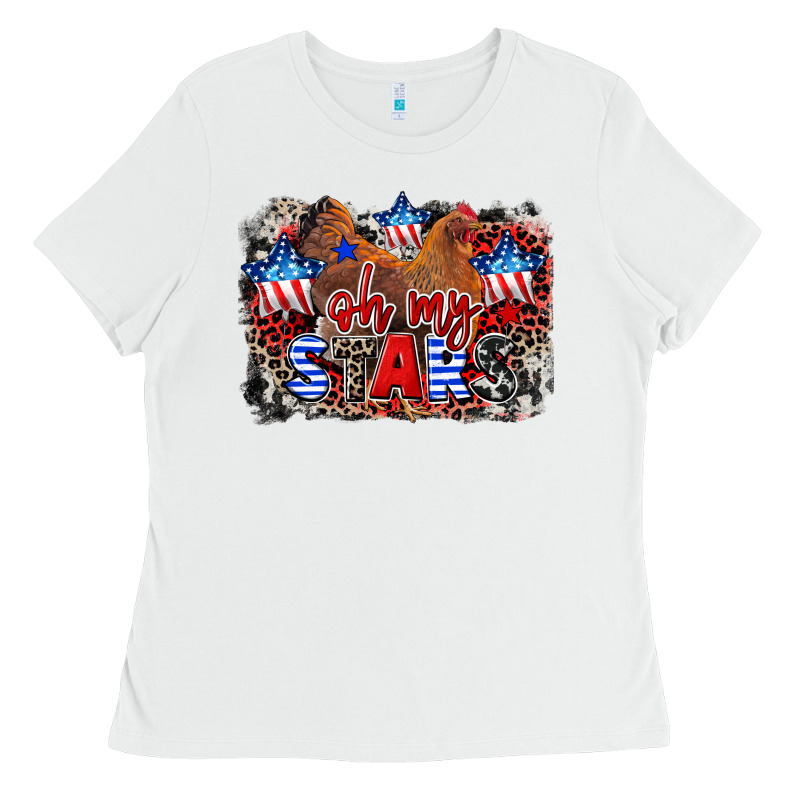 Oh My Stars Chicken 4th Of July Ladies Tee by CowGirlArtShop | Teevron