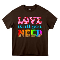 Chocolate Brown love is all you need Heavy Core Tee - HRA Design Shop