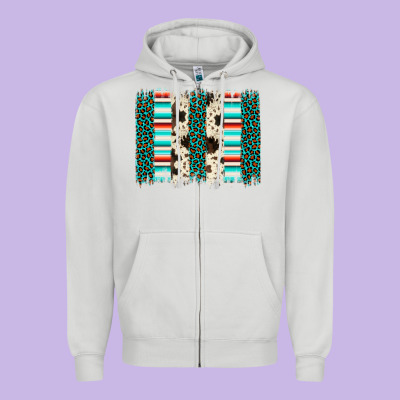 Leopard Cowhide Brush Stroke Zipper Hoodie Designed By Artiststas