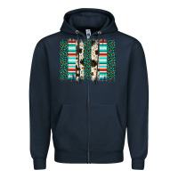 Navy leopard cowhide brush stroke Zipper Hoodie - Artiststas