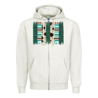 Oatmeal Heather leopard cowhide brush stroke Zipper Hoodie - Artiststas