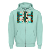 Seafoam leopard cowhide brush stroke Zipper Hoodie - Artiststas