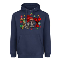 Navy Christmas Joy skeleton Heavyweight Hoodie - NancyCooperArtShop