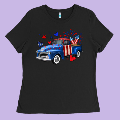 4th Of July American Flag Truck Ladies Tee Designed By Neo Western