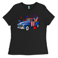 Black 4th of July American flag truck Ladies Tee - Neo Western