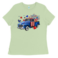 Matcha 4th of July American flag truck Ladies Tee - Neo Western
