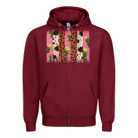 Burgundy cactus leopard cowhide brush stroke Zipper Hoodie - Artiststas
