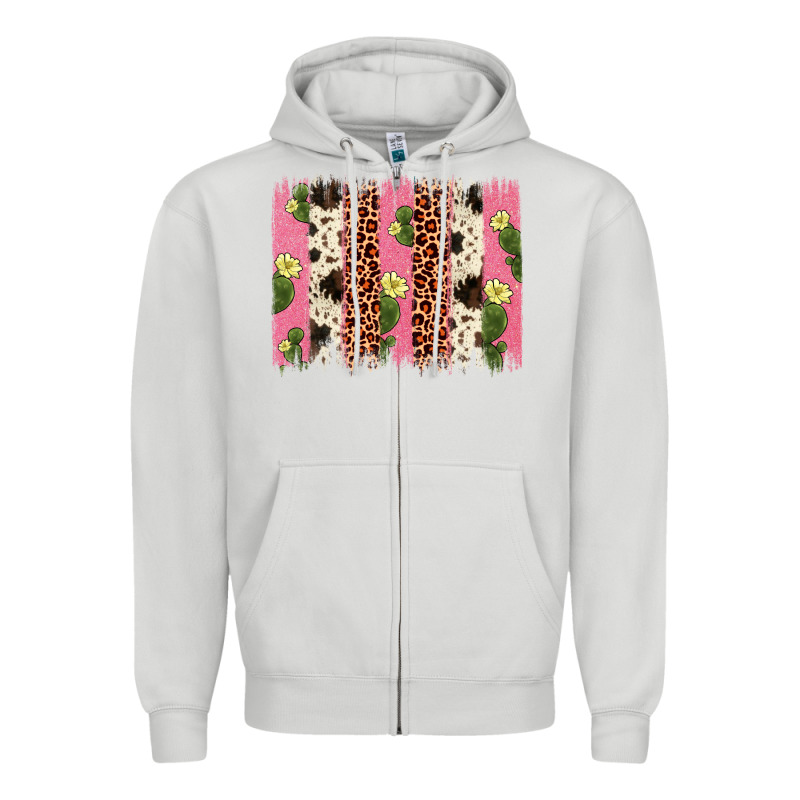 Cactus Leopard Cowhide Brush Stroke Zipper Hoodie by Artiststas | Teevron