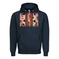 Navy cactus leopard cowhide brush stroke Zipper Hoodie - Artiststas