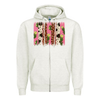 Oatmeal Heather cactus leopard cowhide brush stroke Zipper Hoodie - Artiststas