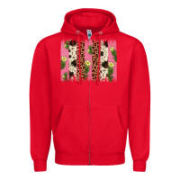 Red cactus leopard cowhide brush stroke Zipper Hoodie - Artiststas